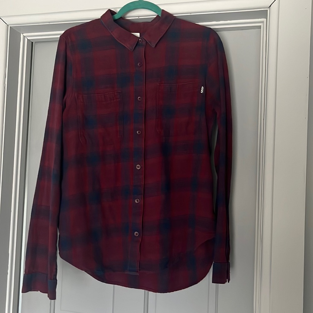 Vans maroon and blue flannel shirt - Size XL